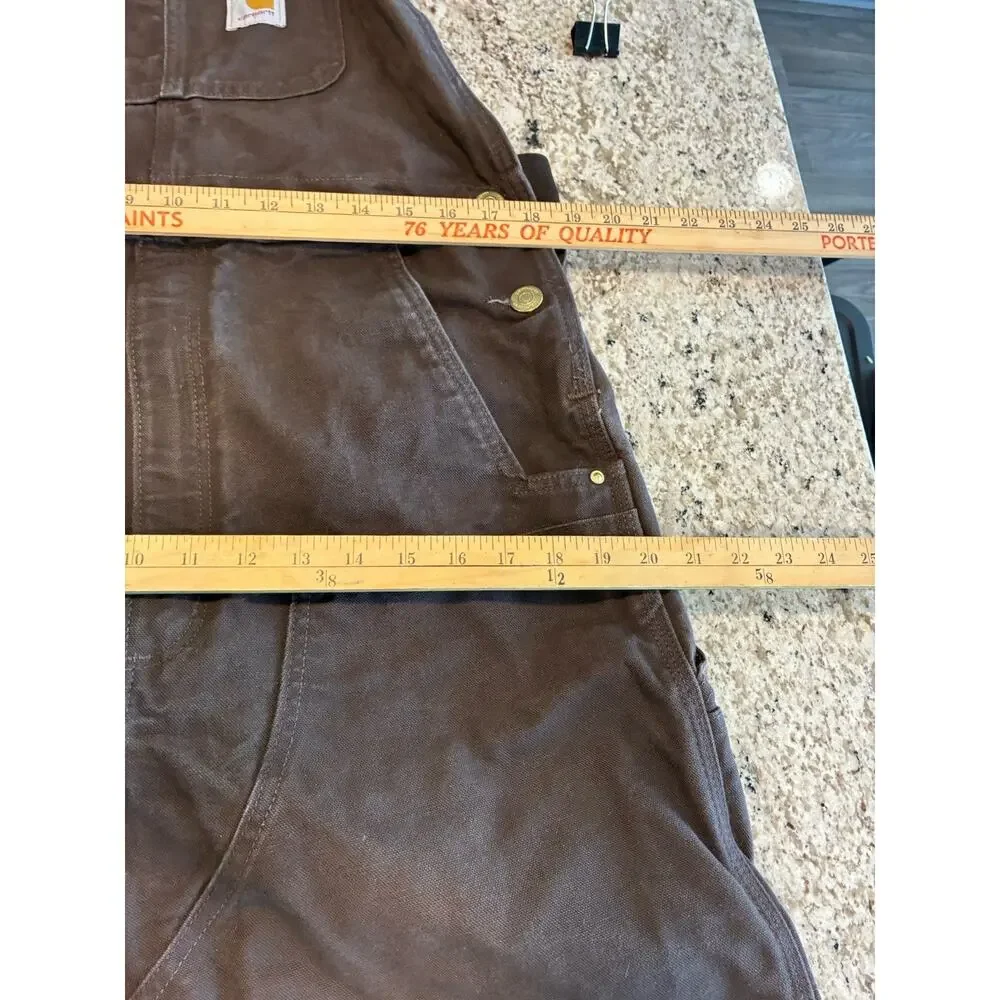 Carhartt Mens Iconic R01 Relaxed Fit Duck Bib Overalls Dark Brown Size 34X32 - Picture 5 of 8